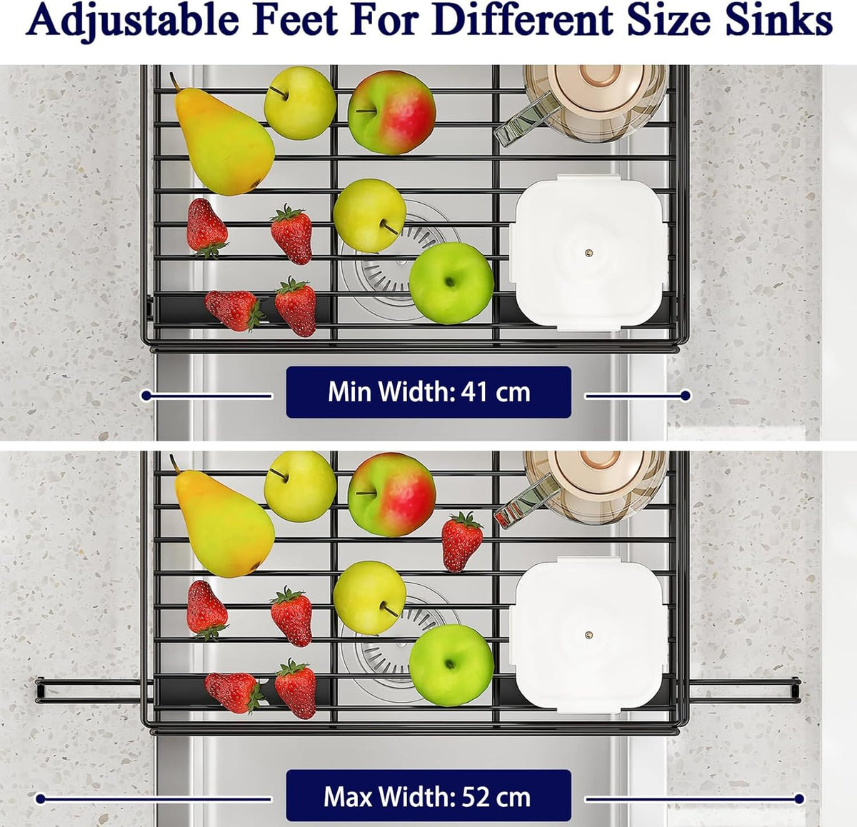 CARLA HOME Expandable Dish Drying Rack with Drainage Spout, Utensil Holder & Drainboardfor Kitchen Countertop Organizer (2 tier)
