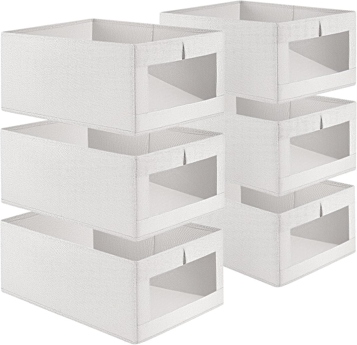 CARLA HOME 6 Pack Closet Storage Bins with Clear Window for Shelves, Clothes, Toys, Wardrobe & Bedroom Organization