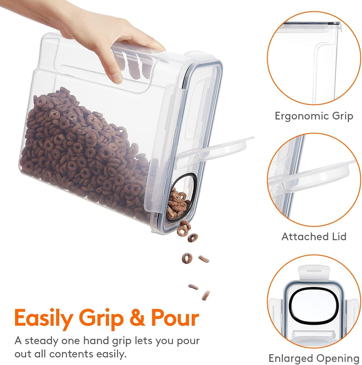 CARLA HOME Airtight Cereal Storage Containers BPA-Free Food Dispensers with Pouring Lids for Pantry & Kitchen (4 Pack 2,5L)