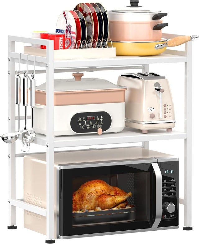 CARLA 3 Tier Microwave Oven Rack w/Adjustable 6 Adjustable Countertop 36338