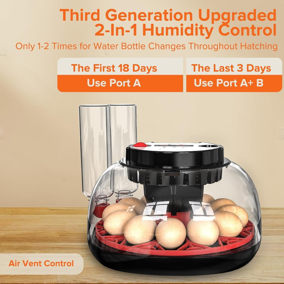 CARLA HOME 12 Egg Incubator with Automatic Turning, LED Display, Humidity & Temperature Control, Auto Water System & Built-in Egg Candler for Chicken, Duck, Quail, Goose
