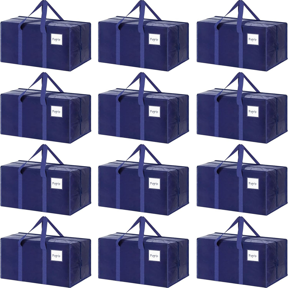 CARLA HOME 12-Pack Large Moving Storage Bags with Zippers & Handles with 95 Liters Capacity for Space Saving, Travel, Camping & Organization (Blue)