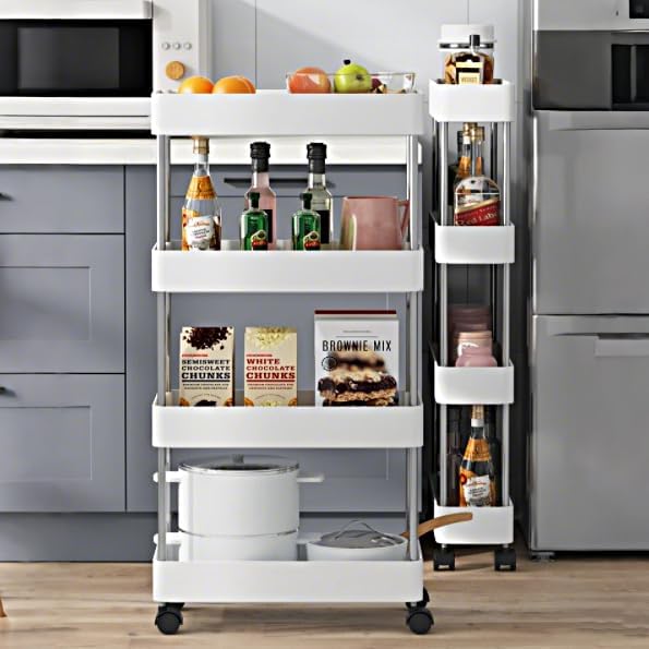 CARLA Slim Storage Cart Organizer Trolley w Wheels Kitchen Bathroom Laundry 4