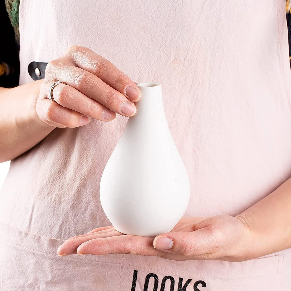 Ceramic Set of 5 White Vases for Home Décor