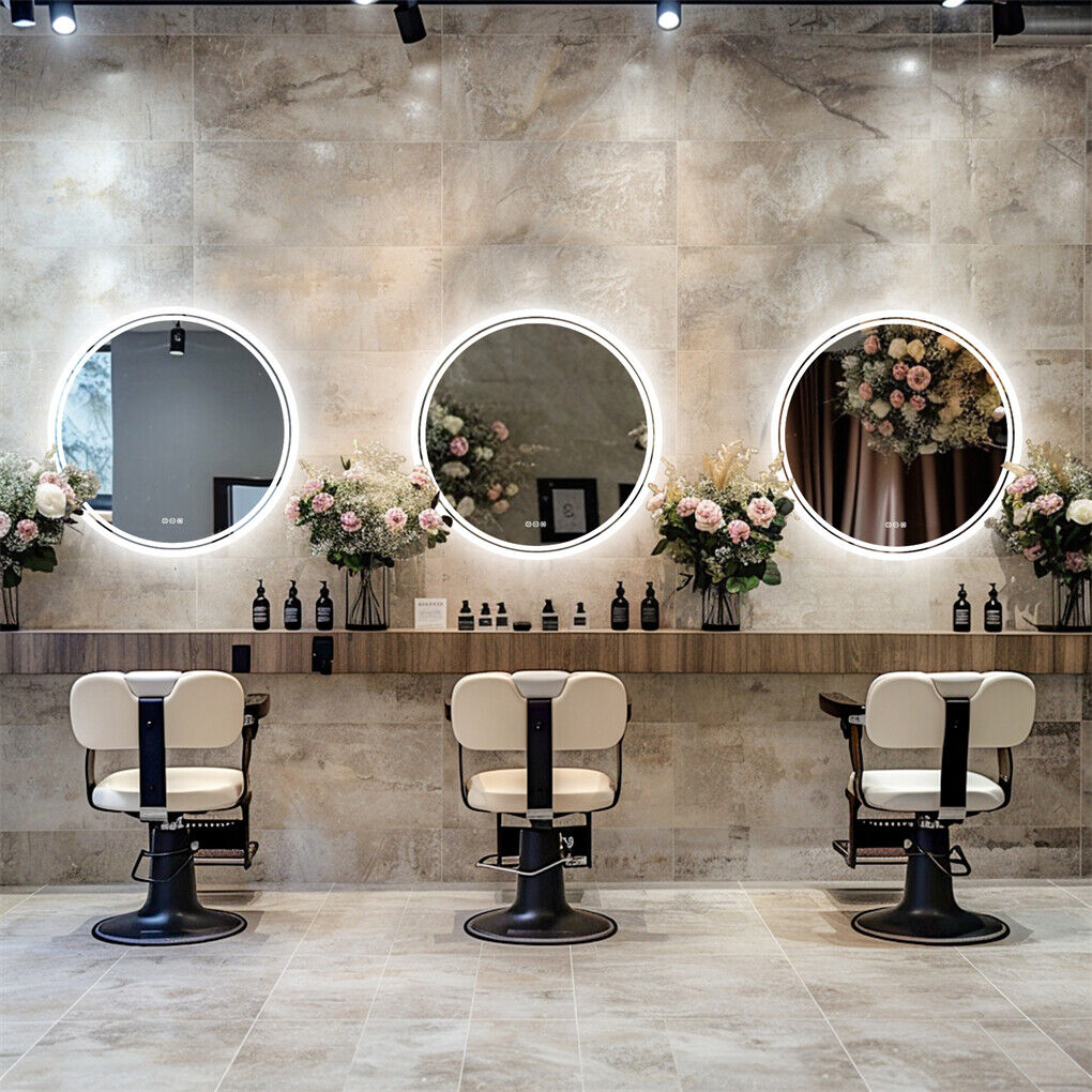 80cm LED Bathroom Mirror Anti-fog Circle Backlit HD