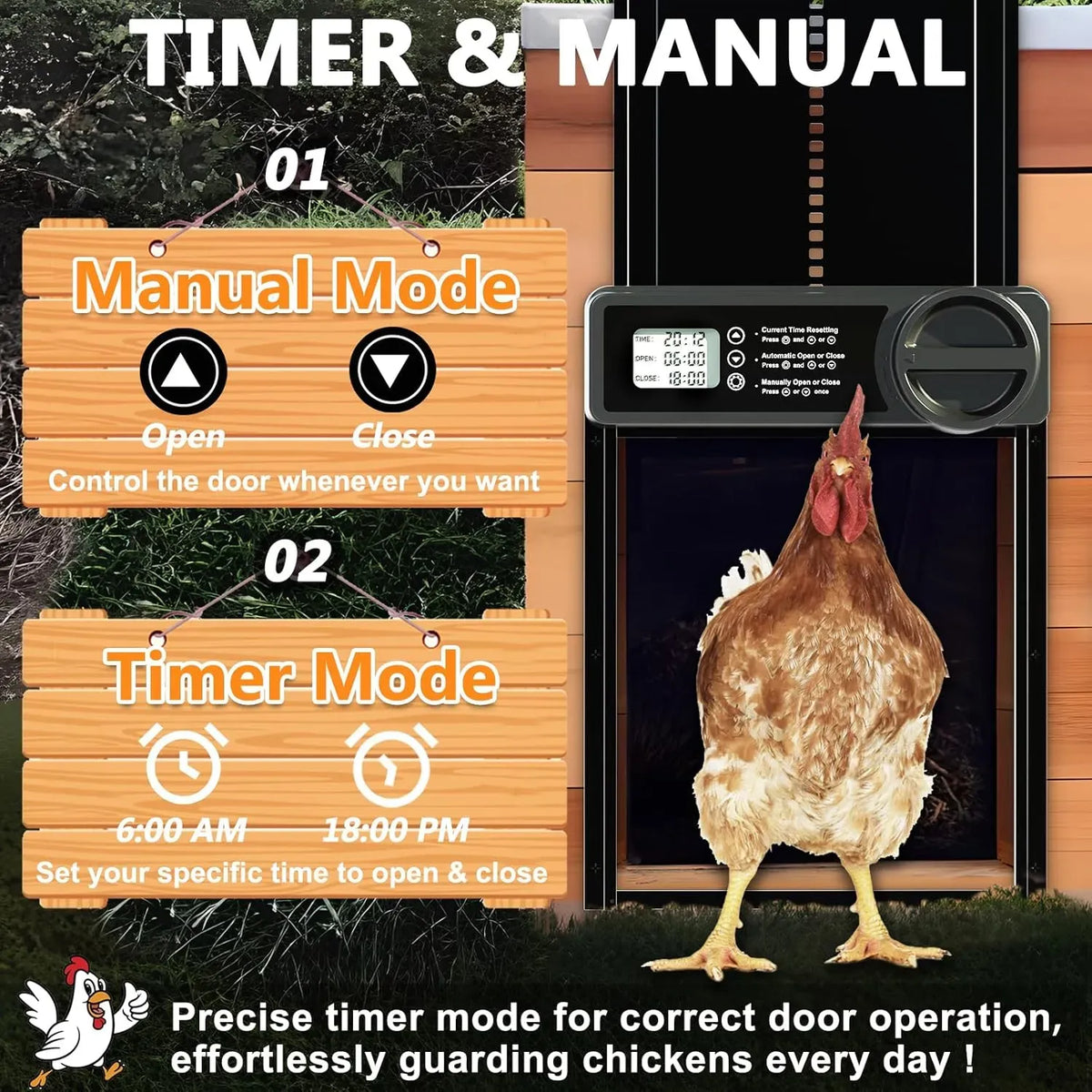Automatic Chicken Coop Door Opener with Gate Light Sensor Remote