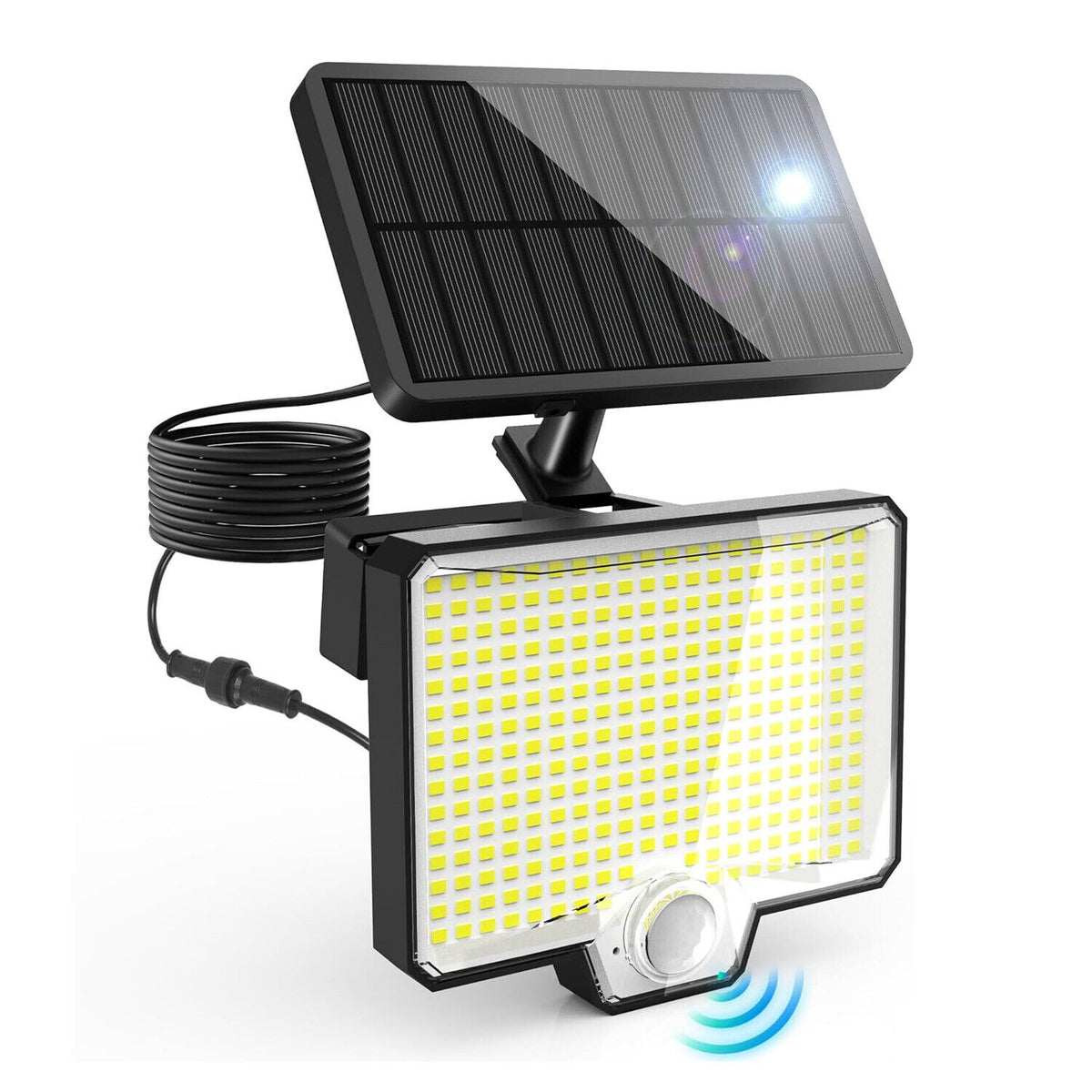 294 LED Solar Light Motion Sensor 6500K Black Outdoor Security Wall Flood Lamp