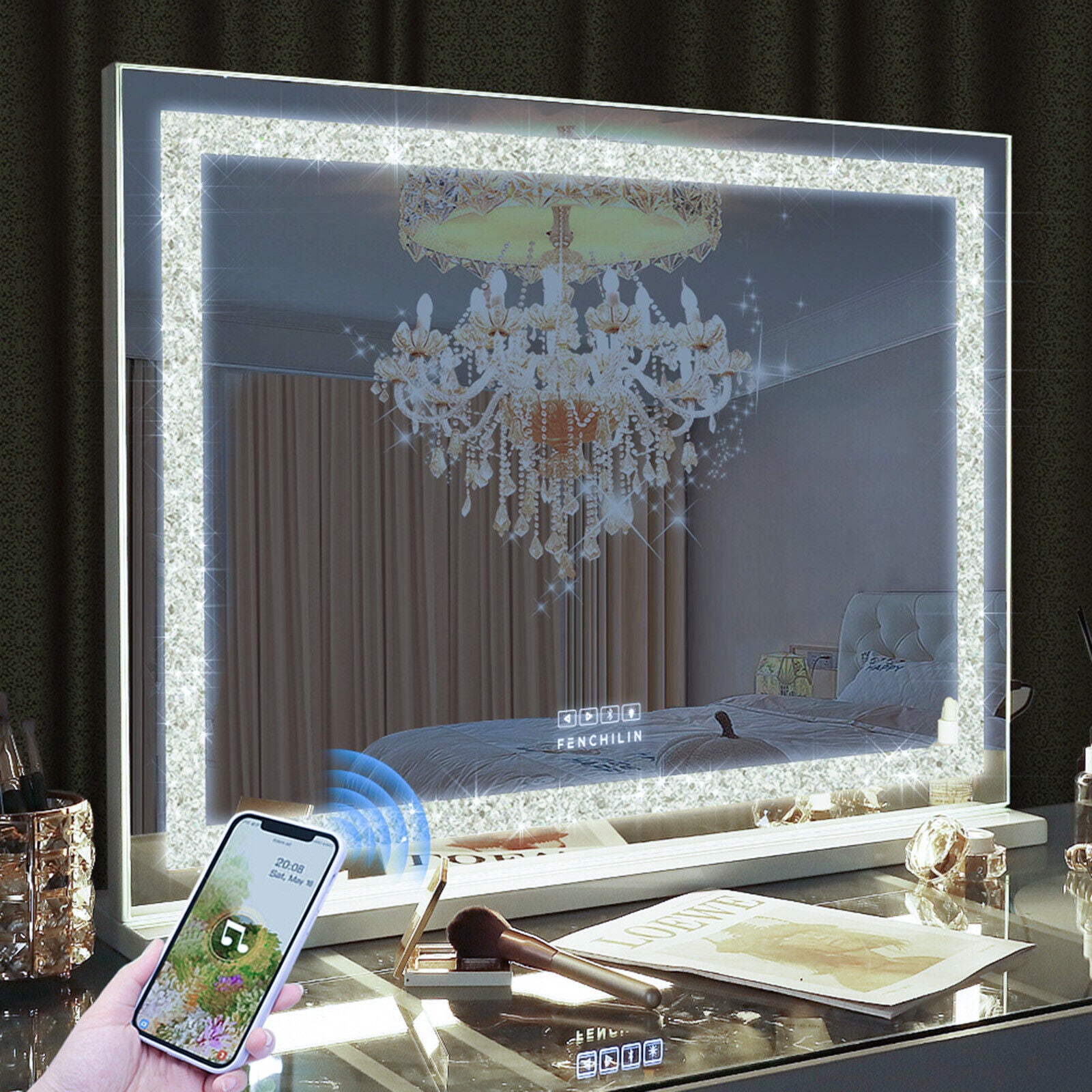 LED Makeup Mirror Bluetooth Touch Sensor Hollywood Vanity