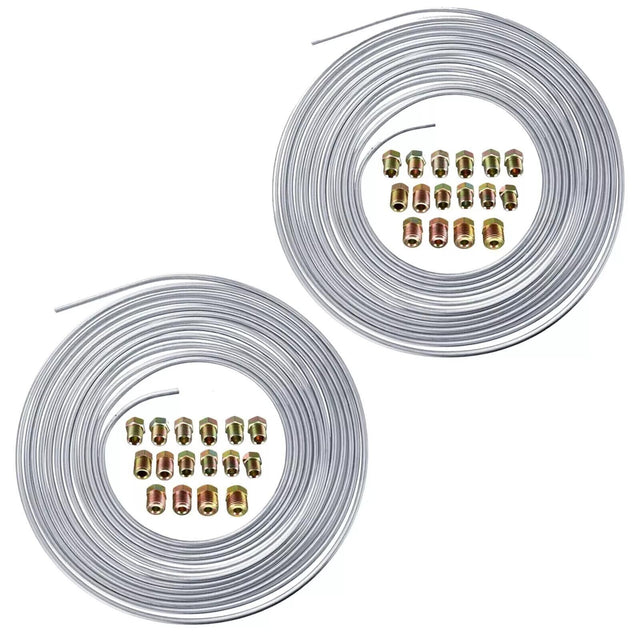 25Ft 3/16'' OD Steel Zinc Brake Line Tubing Kit 150MPa +32 Fittings