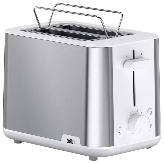 Toaster White 2-Slot with Integrated Bun Warmer and 8 Browning Settings