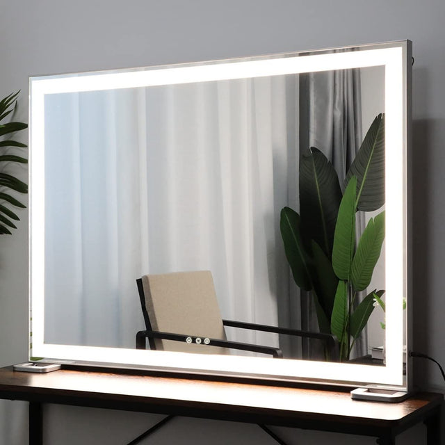 Large Hollywood Makeup Mirror 3 Modes Lighted & Smart Touch 92 x 68 cm cm x