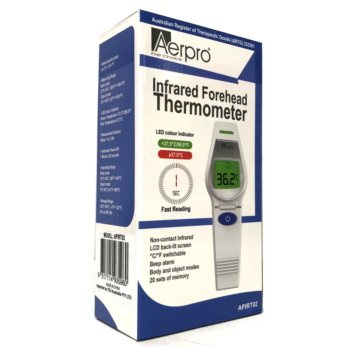 Aerpro Non Contact Infra Red Forehead & Body Thermometer Australian ARTG