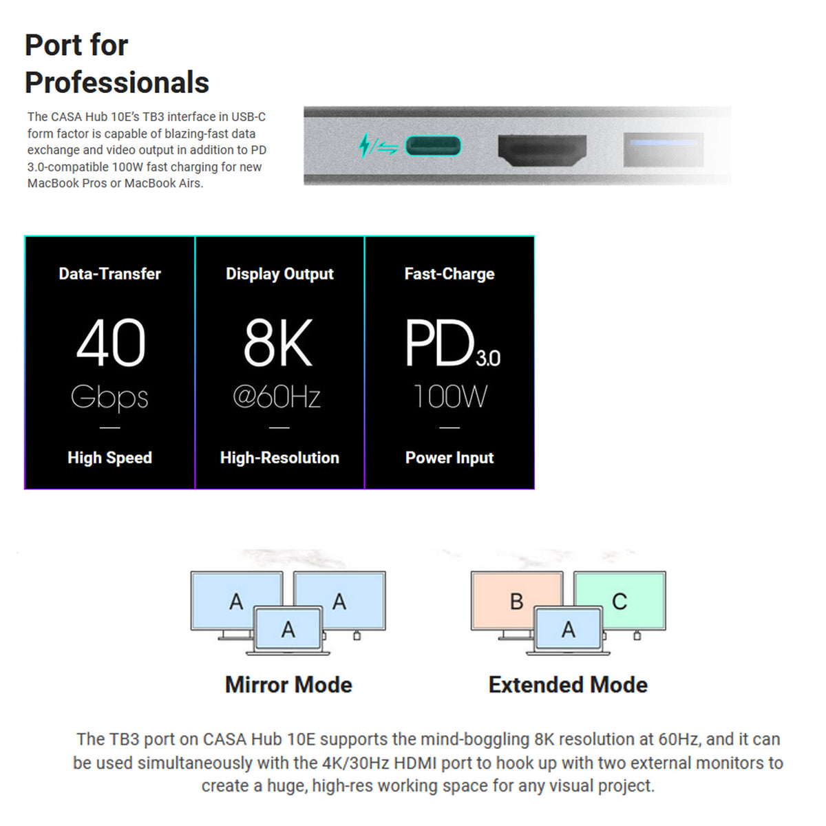 Adam Elements CASA HUB 10E SUPER DOCK USB - C TB3 8K HDMI Macbook Laptop