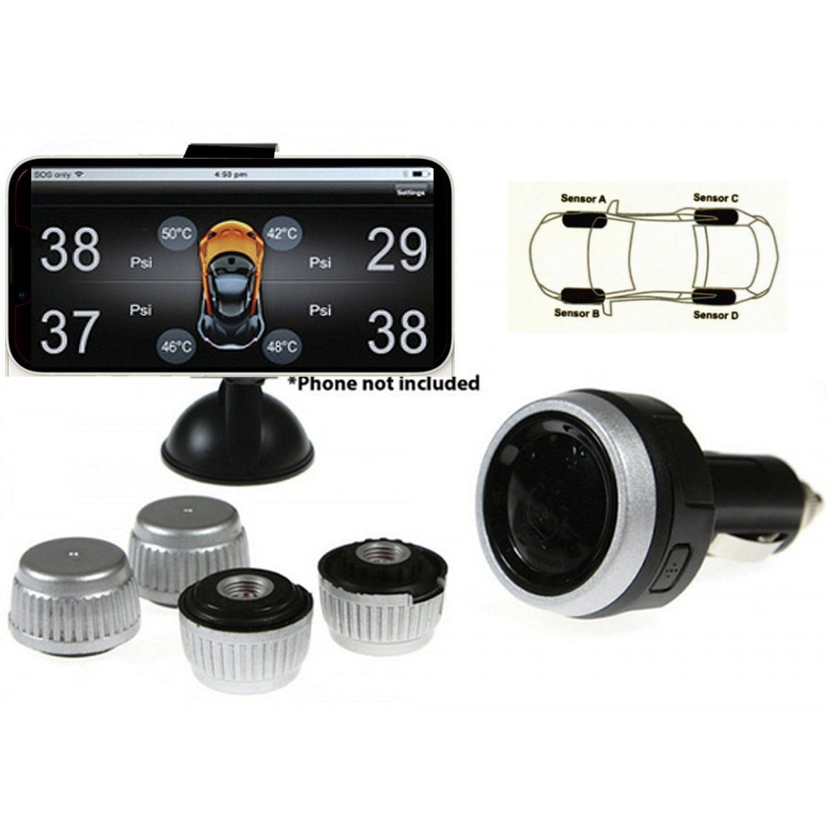 Gator DIY BT Wireless Car Tyre Pressure Monitor Monitoring… - V185-GTPMS4BT