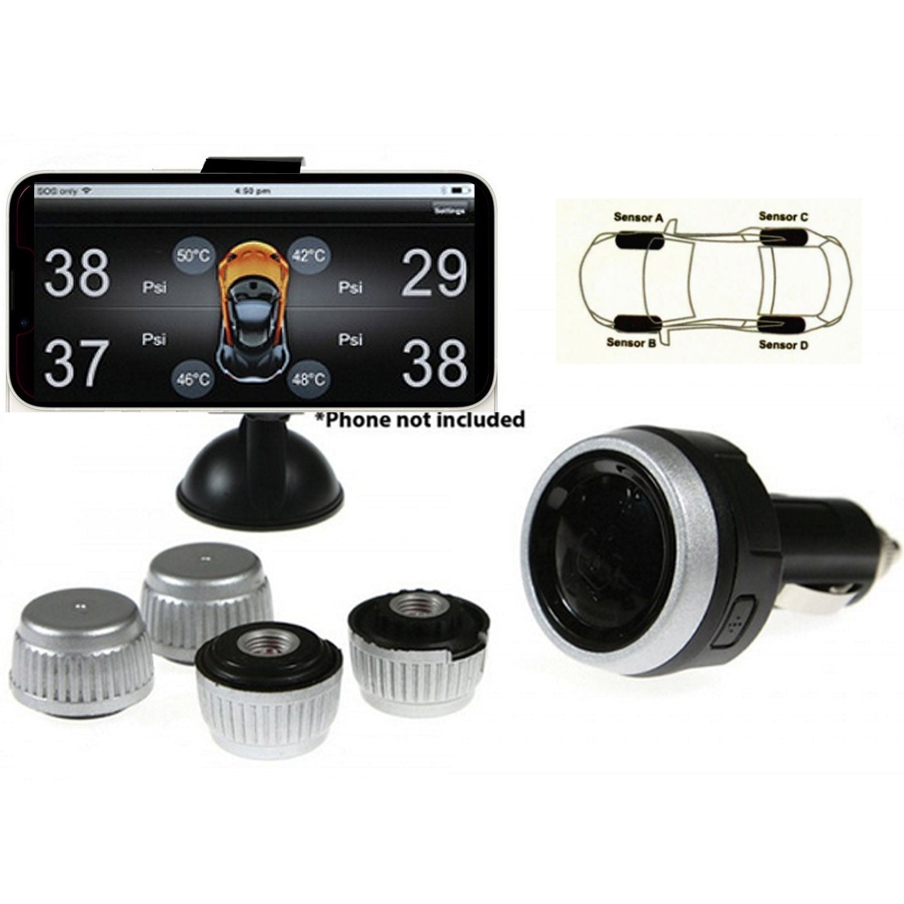Gator DIY BT Wireless Car Tyre Pressure Monitor Monitoring… - V185-GTPMS4BT