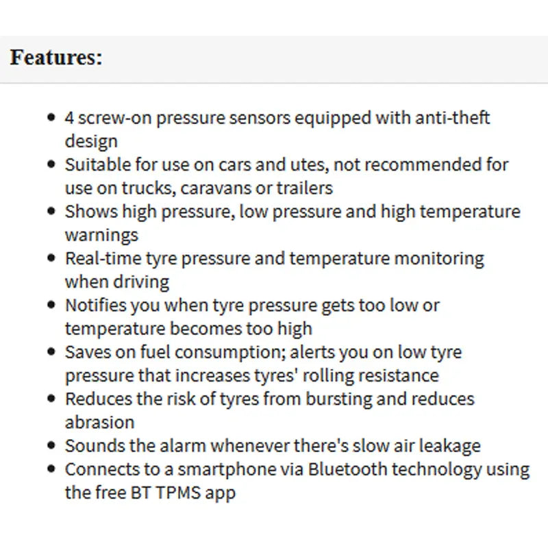 Gator DIY BT Wireless Car Tyre Pressure Monitor Monitoring… - V185-GTPMS4BT