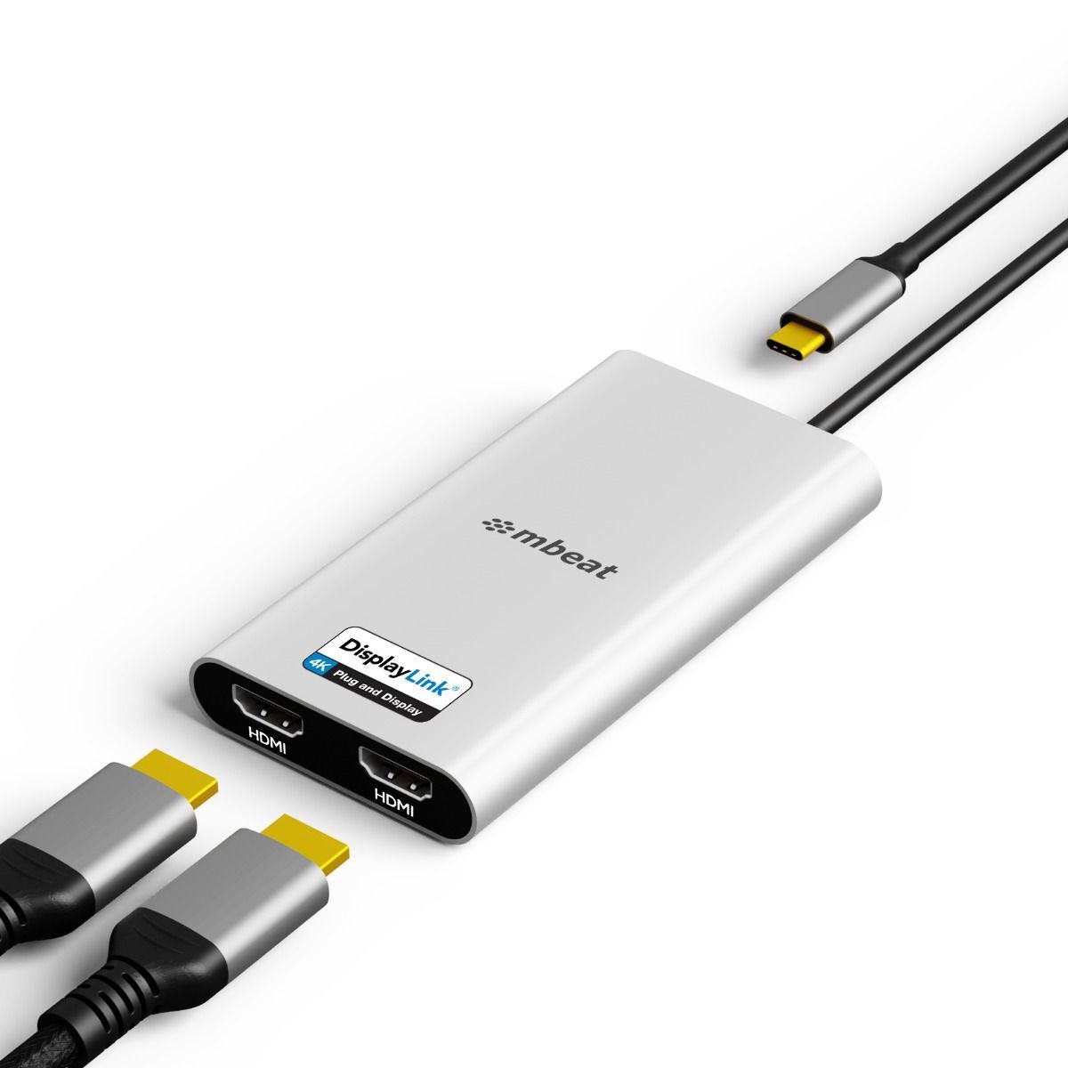 mbeat USB-C Dual 4K HDMI DisplayLink® Adapter with PD Pass-through