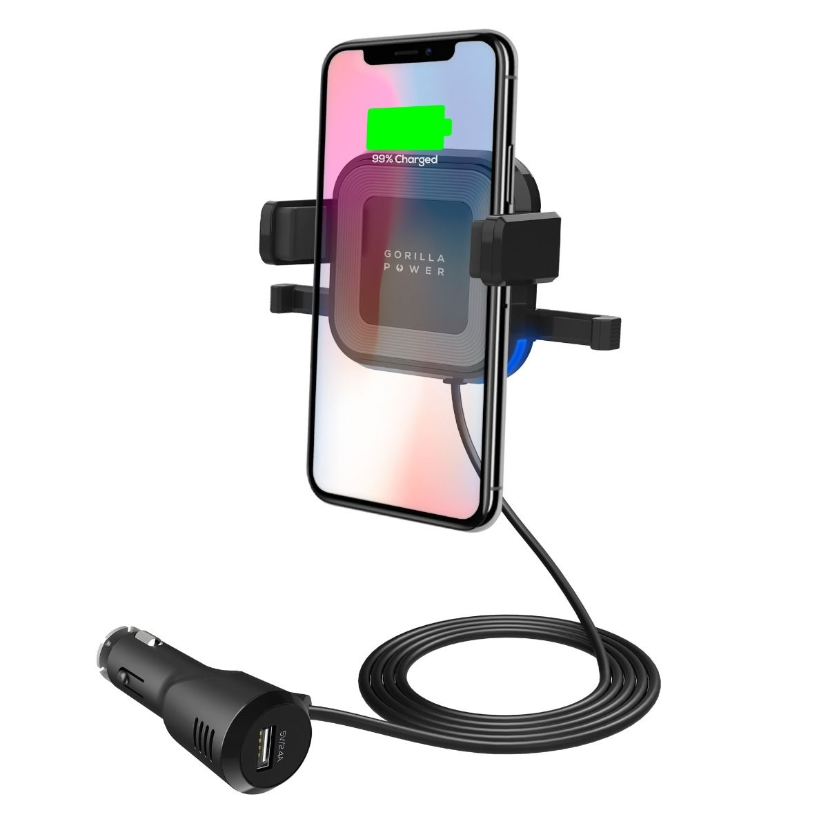mbeat Gorilla Power 10W Wireless Car Charger With 2.4A USB - Clip & Windshield