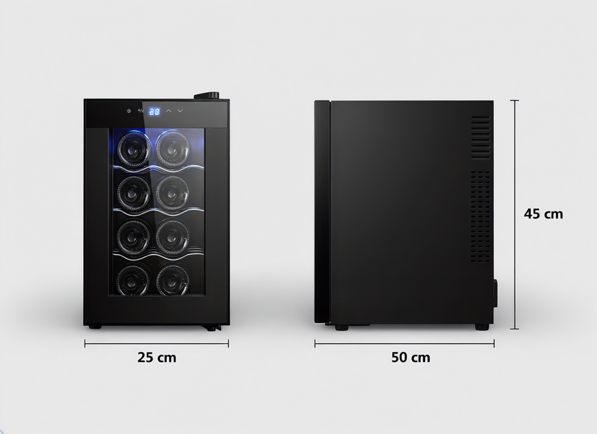 8 Bottle Thermoelectric Wine Fridge, 65W, UV Protected Glass Door - V196-BF8