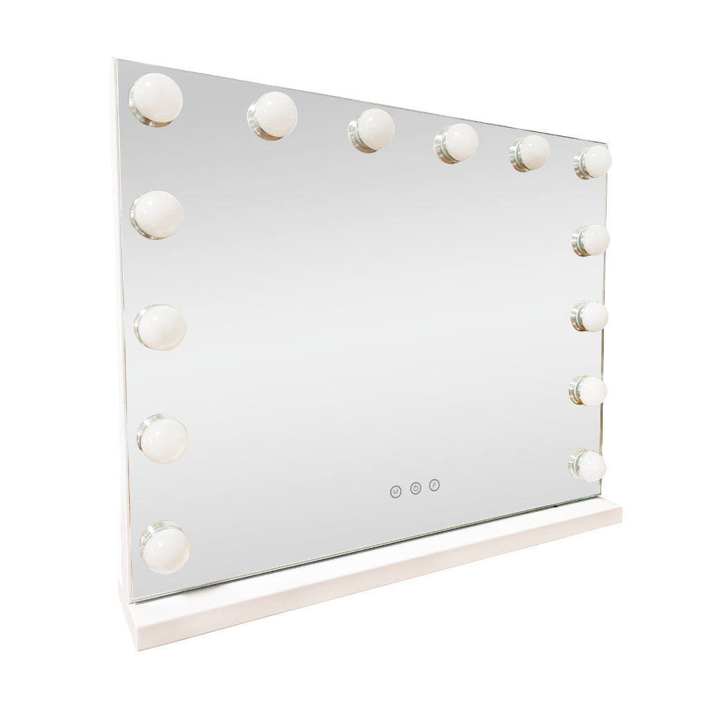 LED Beauty Mirror with 14 Bulbs, Colour Settings, USB A - White, 50 × 42cm
