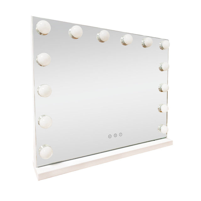 LED Beauty Mirror with 14 Bulbs, Colour Settings, USB A - White, 50 × 42cm