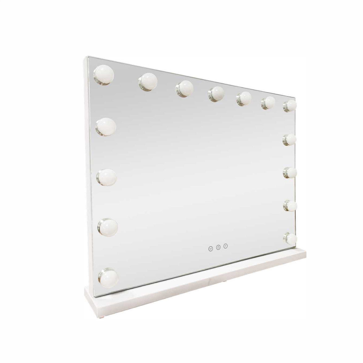 LED Beauty Mirror with 15 Bulbs, Colour Settings, USB A and USB C, White, 58 × 48cm