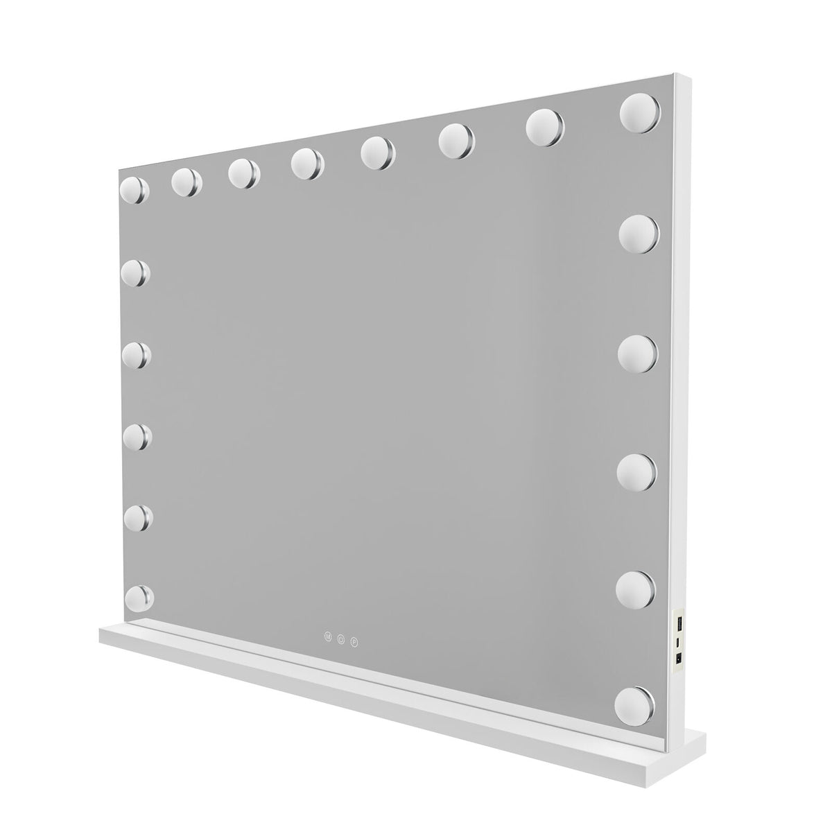 LED Beauty Mirror with 18 Bulbs, Colour Settings, USB A and USB C, White, 80 x 62cm
