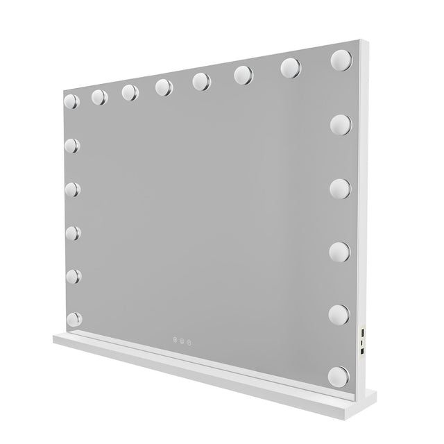LED Beauty Mirror w/ 18 Bulbs Colour Settings USB A & USB White 80 x 62cm C x