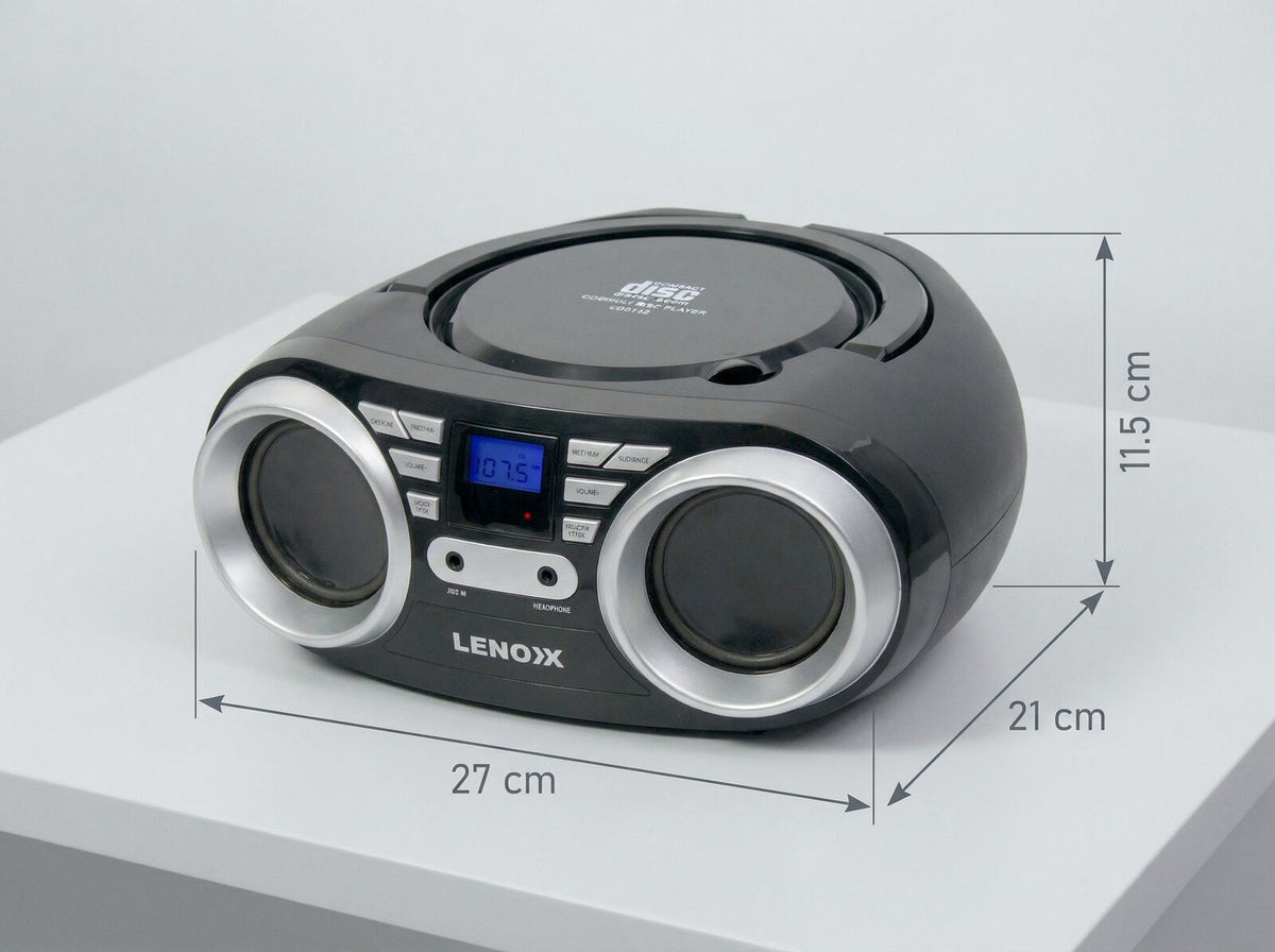 Portable CD Player (Black) 4W Speaker with FM Radio & AUX In