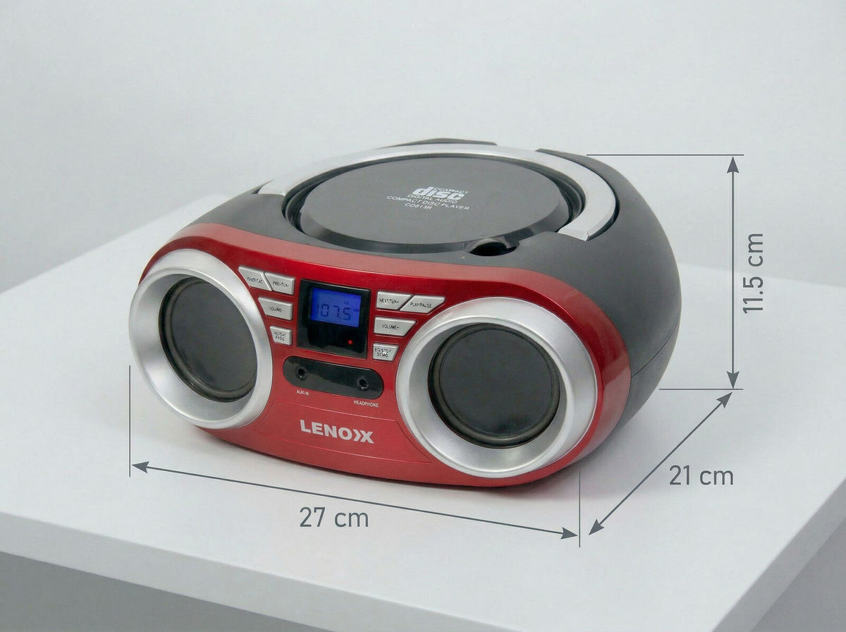 Portable CD Player (Red) 4W Speaker with FM Radio & AUX In