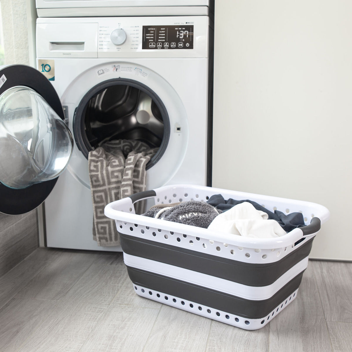 45L Space Saving Laundry Basket, Collapsible Hamper for Dorms, RVs, Homes &