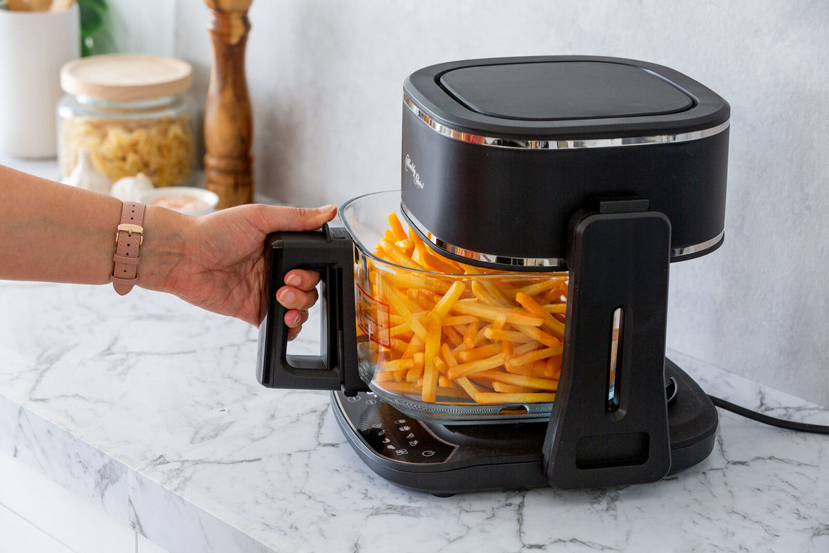 5L 2in1 Air Fryer and Grill, 1400W, Digital Touch Control, Clear Glass Cooking Basket