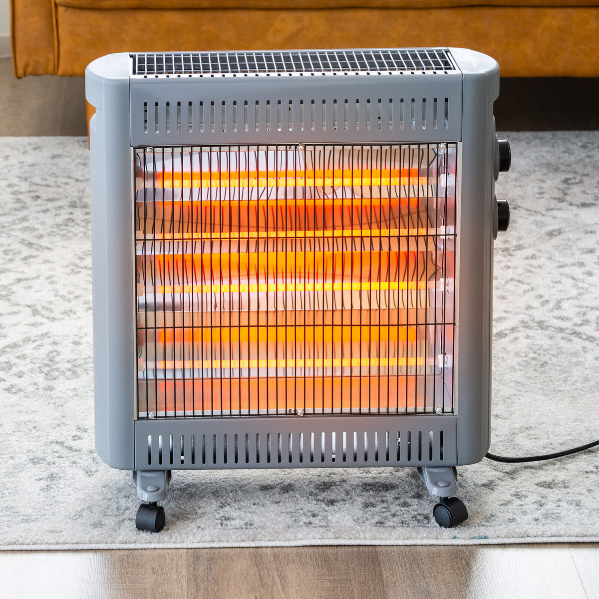 2200W Quartz Infrared Radiant Heater with Adjustable Thermostat and 2 - and 2