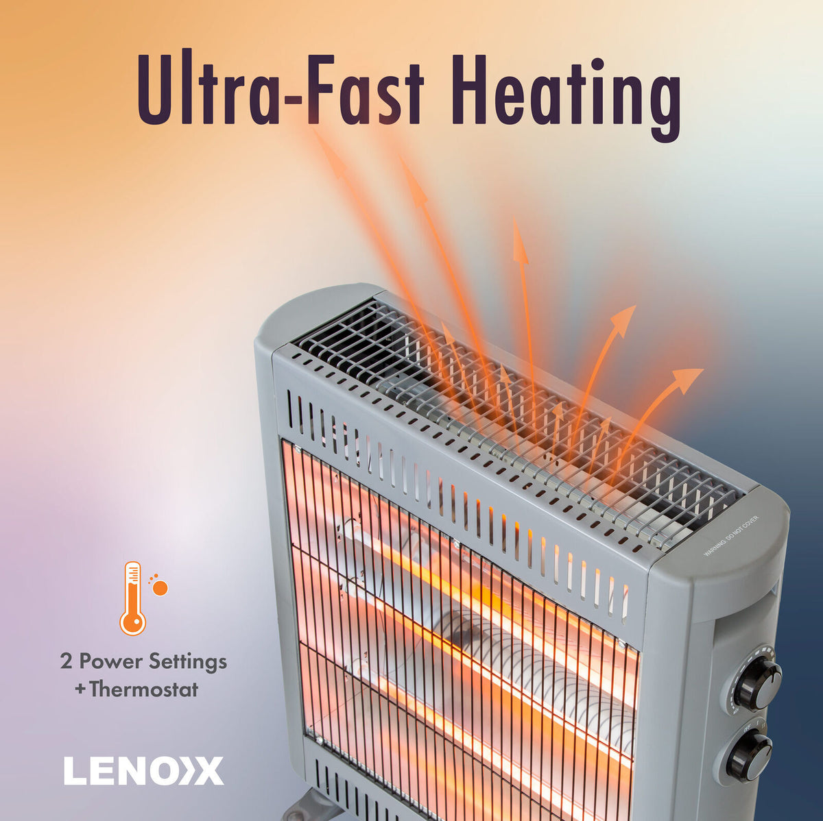 2200W Quartz Infrared Radiant Heater with Adjustable Thermostat and 2 - and 2