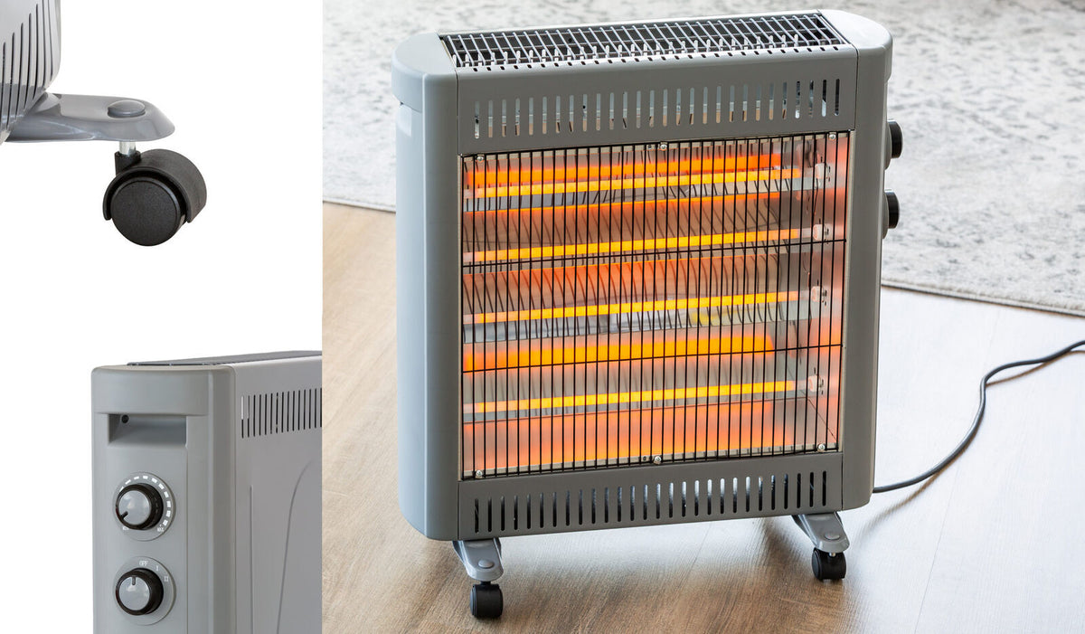 2200W Quartz Infrared Radiant Heater with Adjustable Thermostat and 2 - and 2