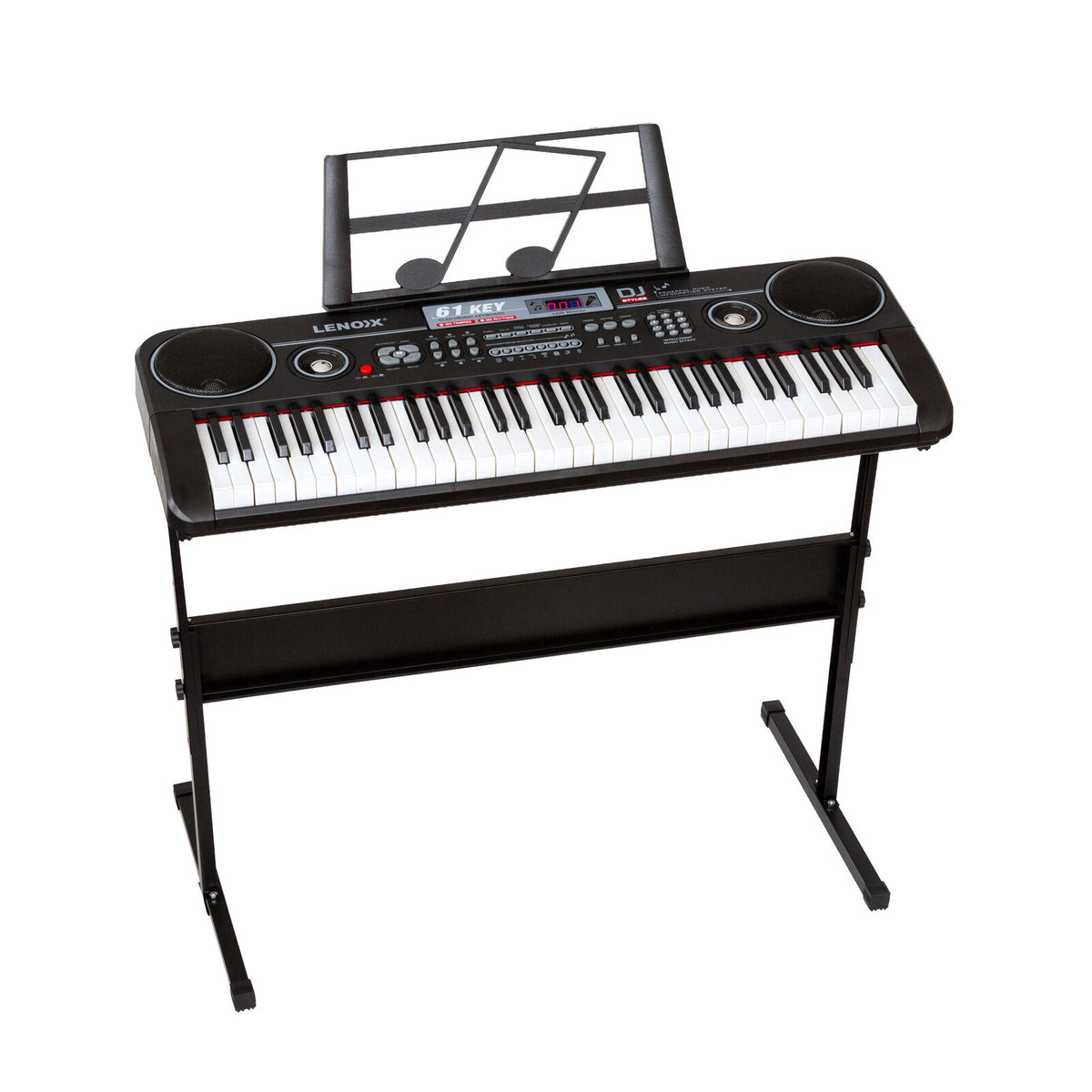 61-Key Electronic Learning Piano Keyboard, Light-Up Keys, LCD Display, with -