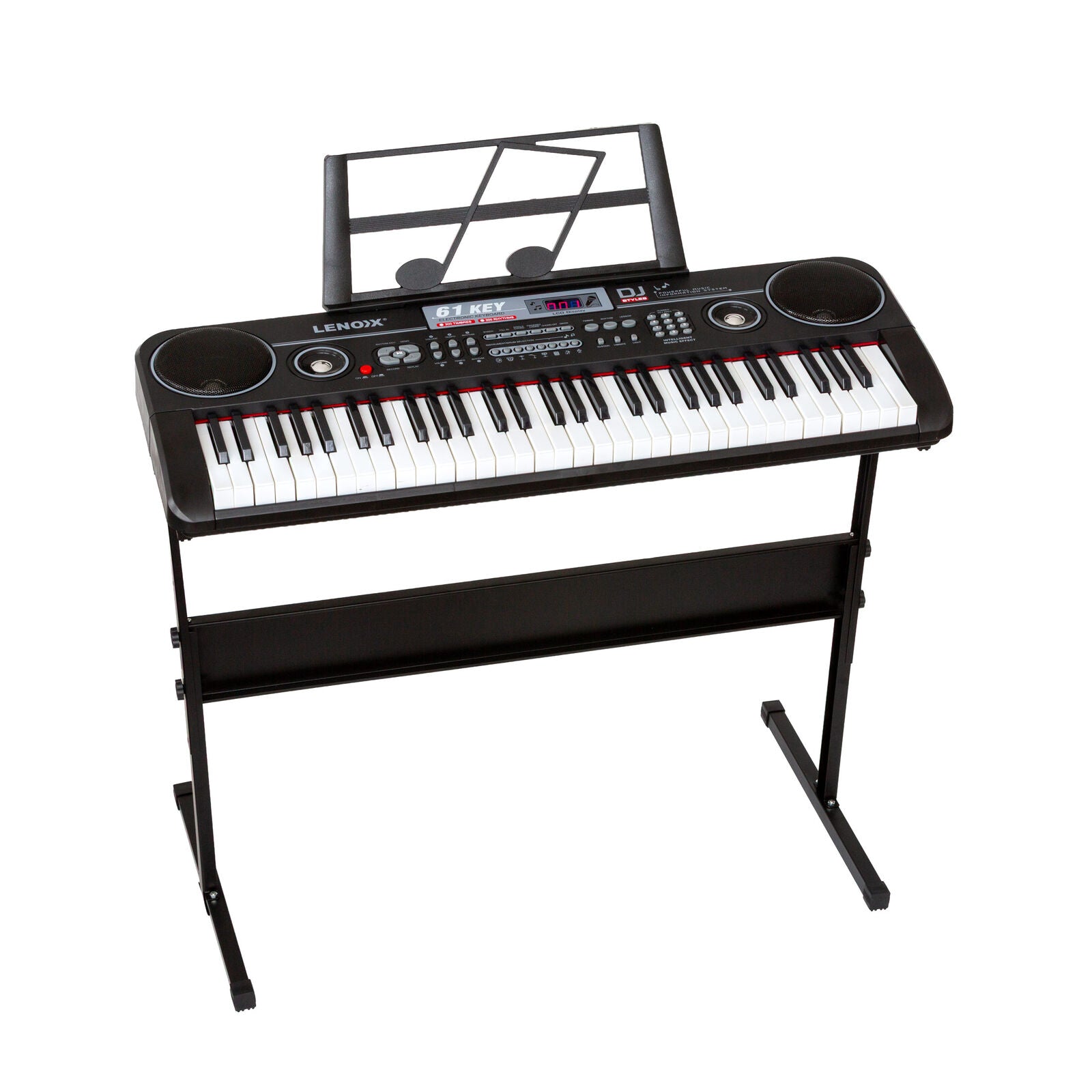 61-Key Electronic Learning Piano Keyboard, Light-Up Keys, LCD Display, with -