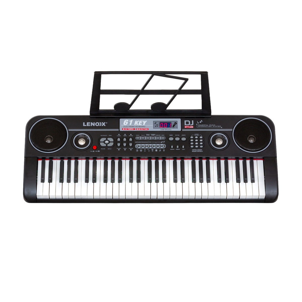61-Key Electronic Learning Piano Keyboard, Light-Up Keys, LCD Display, with -