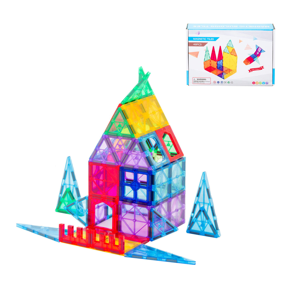 48 Pcs non - toxic STEM Educational, Durable Magnetic Tiles/Puzzle with