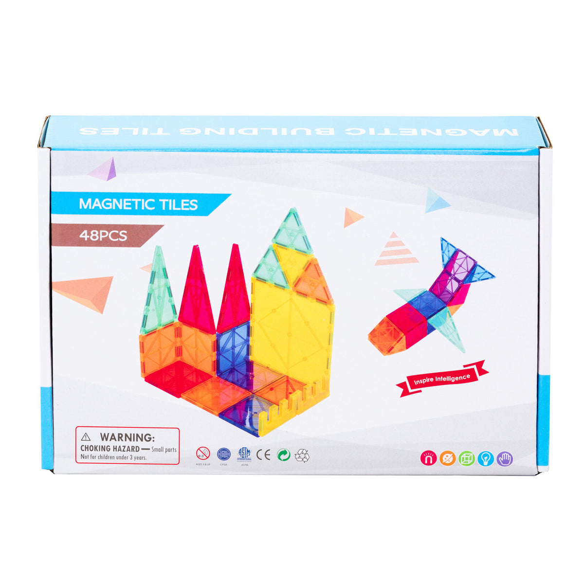 48 Pcs non - toxic STEM Educational, Durable Magnetic Tiles/Puzzle with