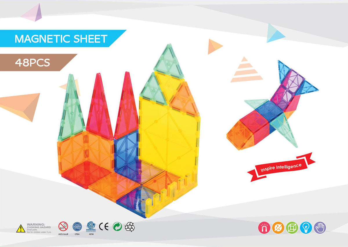 48 Pcs non - toxic STEM Educational, Durable Magnetic Tiles/Puzzle with