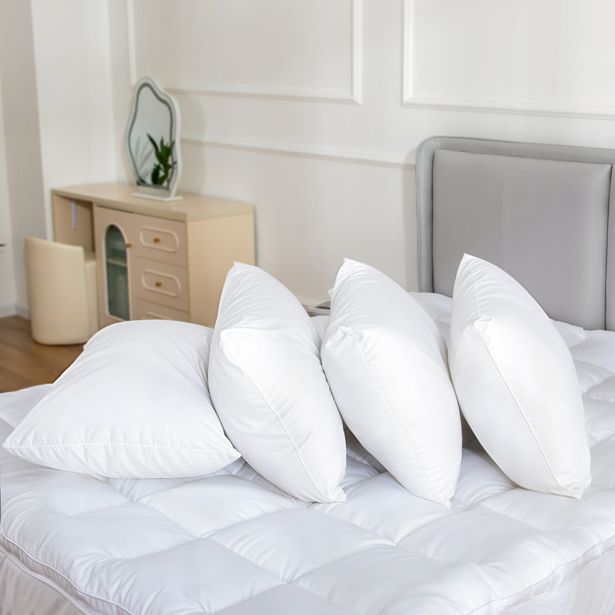 100 Percent Cotton Pillow Cover with 800g Poly Fill, Hypoallergenic, - Cooling