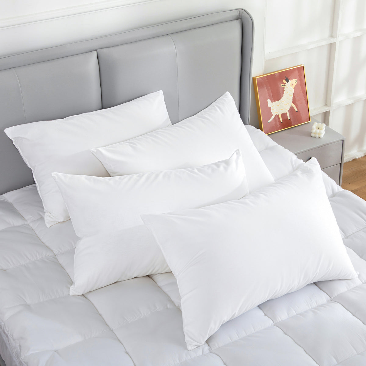 100 Percent Cotton Pillow Cover with 800g Poly Fill, Hypoallergenic, - Cooling