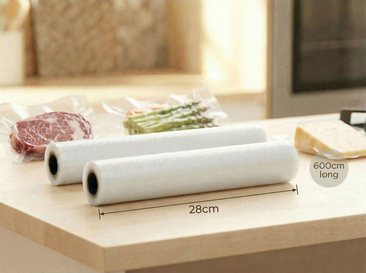 Vacuum Sealer Bags for Fresher Food (28cm) 2 - Pack of Rolls
