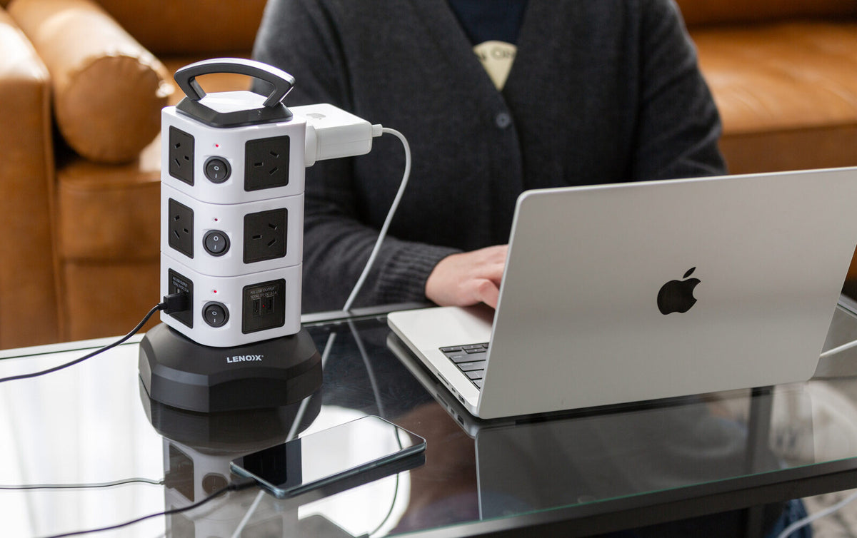 Tower Power Board with 10 Outlets + 2X USB A & 2X USB C