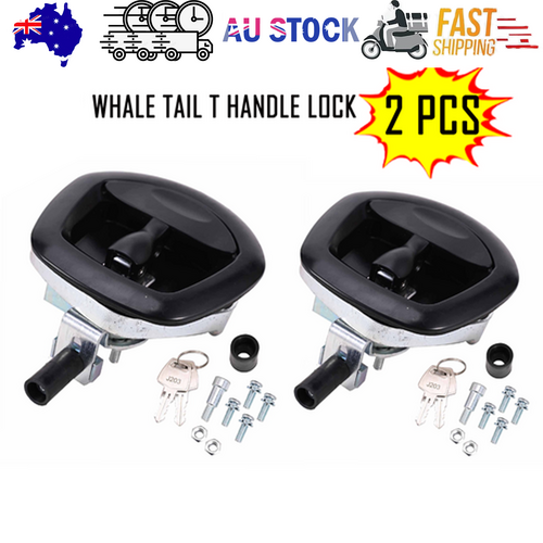 2 pcs Tail T Handle Lock Compression Latch Black For Trailer Ute Canopy Toolbox
