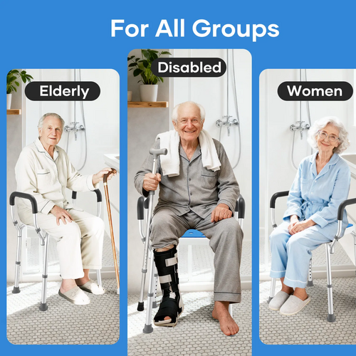 Adjustable Shower Chair Bath Seat Heavy Duty Bathtub Armrests Bench Bathroom