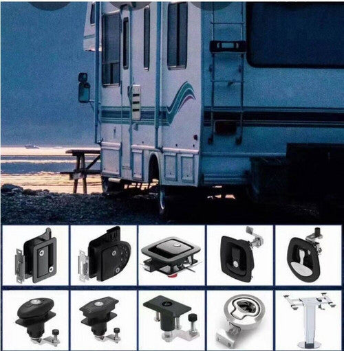 2PCS Black Central Locking T Handle Whale Tail Lock Folding Trailer Ute Canopy