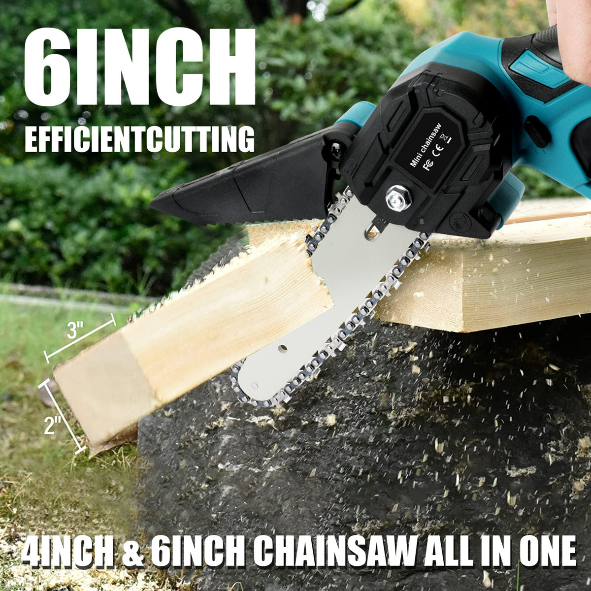 4"+ 6" Chainsaw Cordless Rechargeable Wood Cutter Saw Chain Saws Electric New