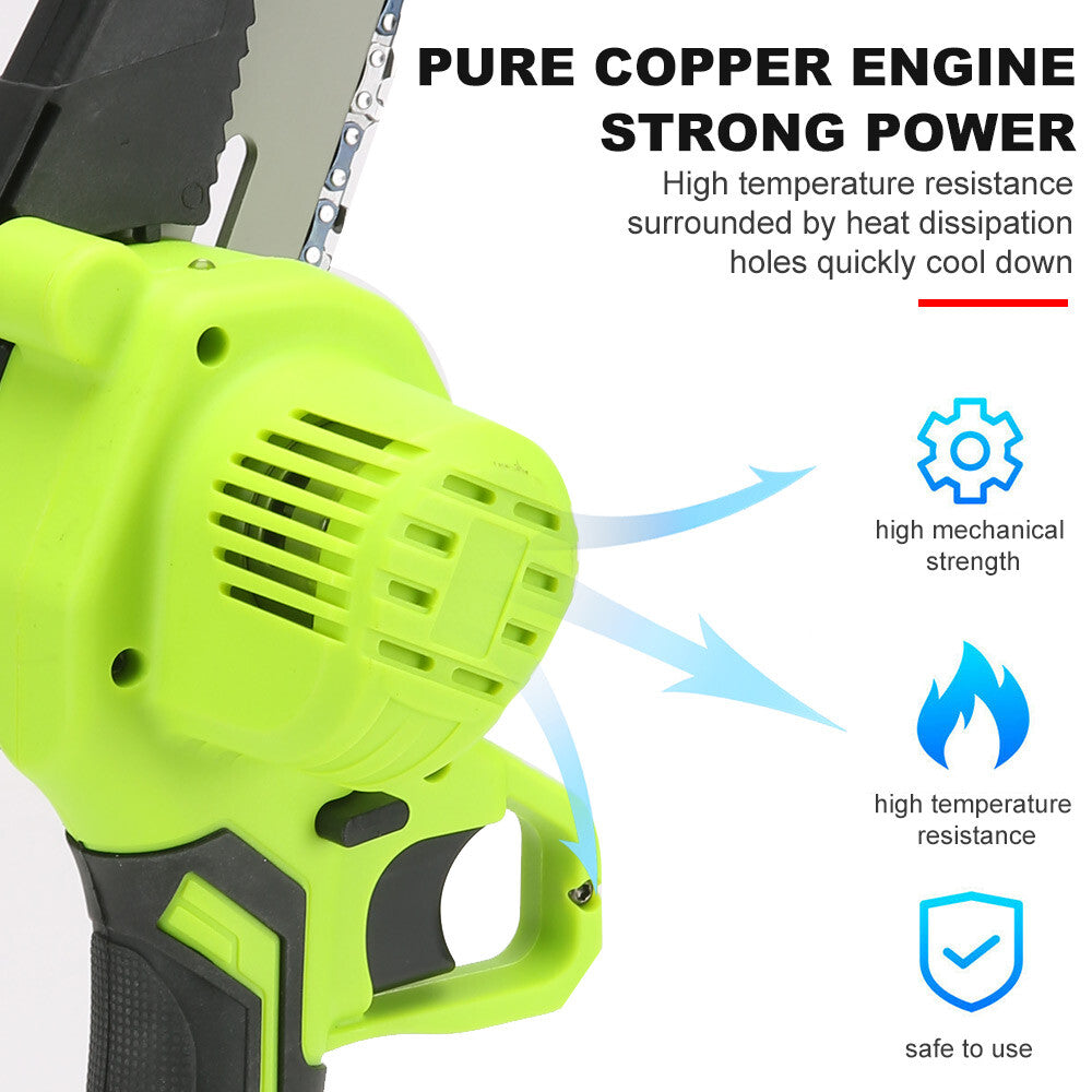 6" Mini Cordless Electric Chainsaw 2X Battery Powered Wood Cutter Rechargeable